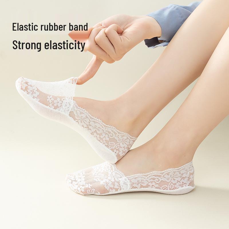 

Cherry Blossom Lace Cotton Non-Slip Invisible Socks - Women s Spring/Summer Collection Bare Socks