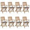 Folding Garden Chairs Set of 8 with Cushions Acacia Wood