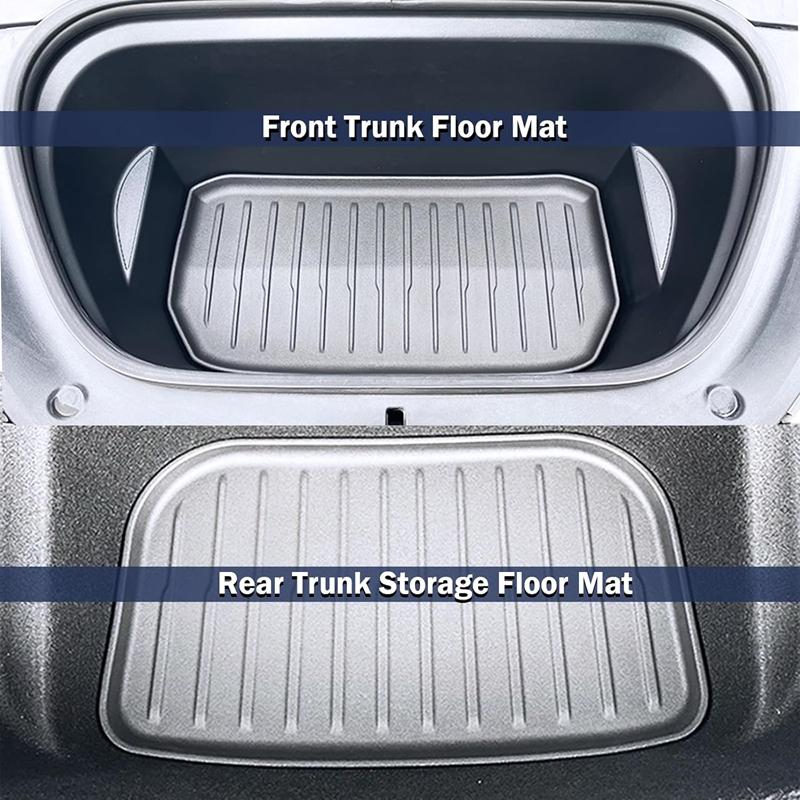 Für Tesla Model Y Juniper 2025 Vorne Hinten Kofferraummatte TPE Untere Aufbewahrungsbox-Pads Schutzabdeckung Ladeflächenauskleidung Kofferraumwanne Fußmatte
