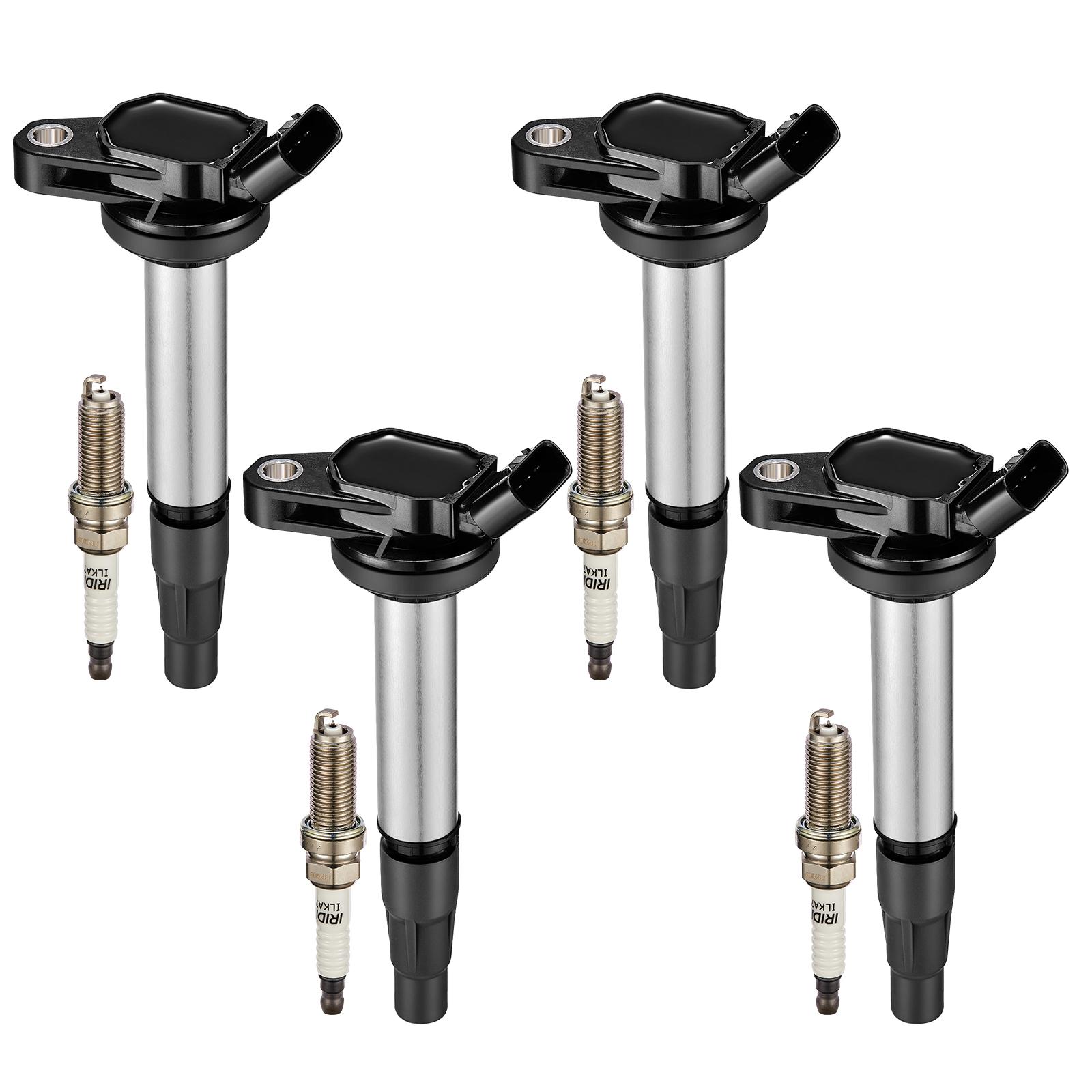 4pcs Ignition Coil UF596 4pcs iridium Spark Plug For Toyota Corolla Prius Matrix 1.8L L4 Lexus CT200h OE 9091902258 Replacement 4pcs