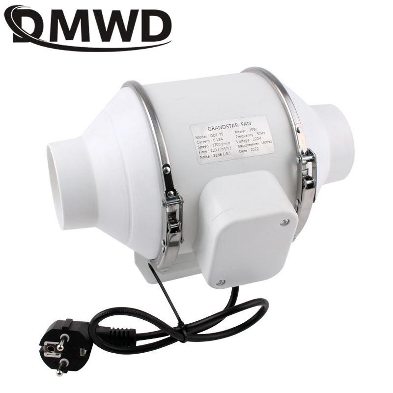 3/4/5 inch Exhaust Fan Home Silent Inline Pipe Duct Fan Bathroom Extractor Ventilation Kitchen Toilet Wall Air Ventilator 110V