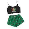 Women's Christmas Pajama Set: Snowflake & Deer Camisole Tank Top with Shorts