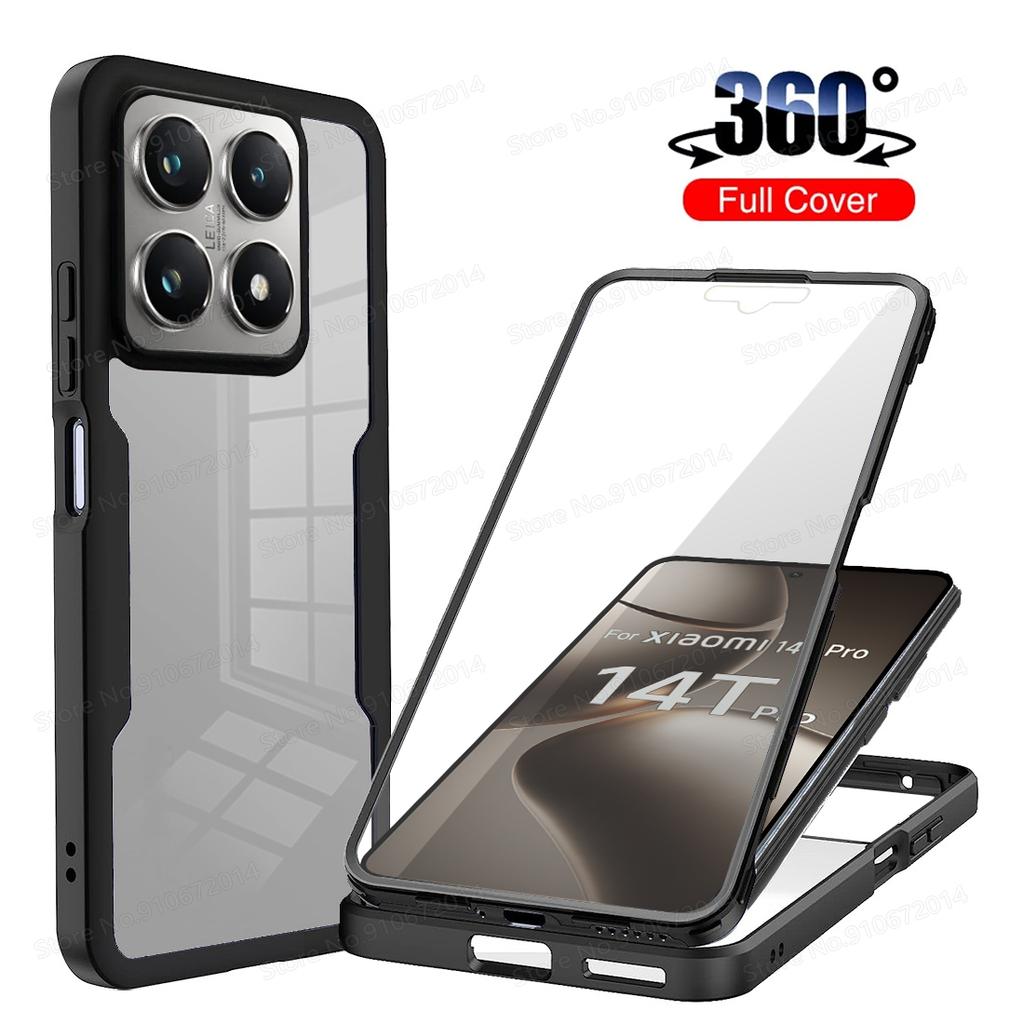 For Xiaomi 14T Pro Case 360 Full Body Protection Transparent Phone Cover For Xiaomi Redmi 14C K50 12T 14 T Pro Shockproof Cases