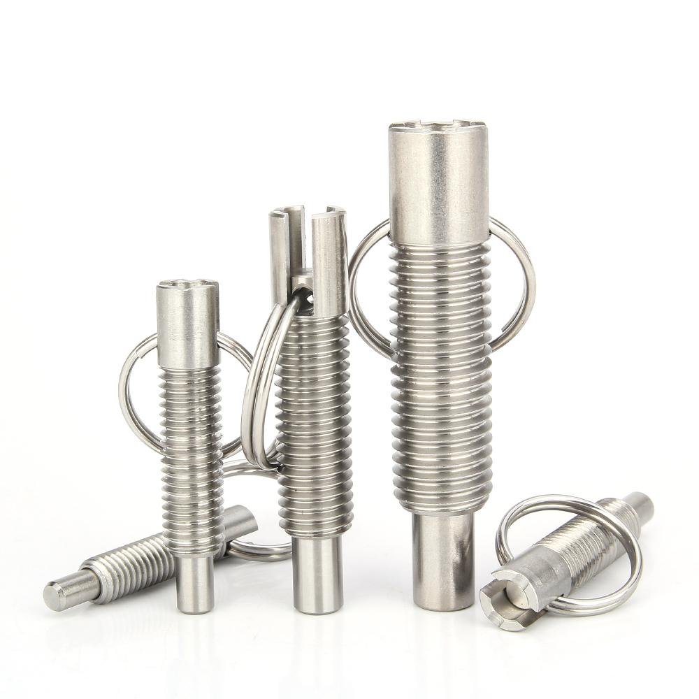 1 stk Rustfritt/Karbonstål Plasseringspinner M6~M16 Indekseringsbolt Håndinntrekkbare Fjærpinner Indekseringsplunger Med Ring
