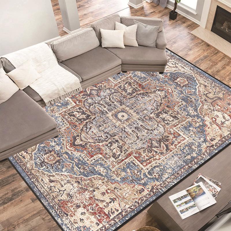 Persian Crystal Carpet Living Room Wear-Resistant And Easy-To-Take-Care Floor Mat Bedroom Dirt-Resistant Ethnic Style Decorative Mat