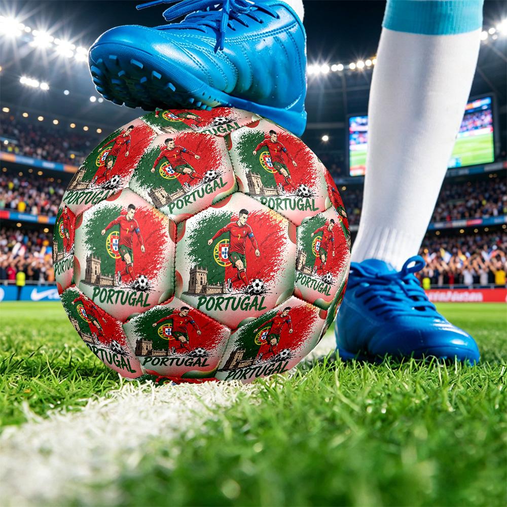 Portugal Football Printed Size 5 Soccer Ball Wear Resistant Standard Adult Training Football Fan Gift for Indoor Outdoor Match Sports