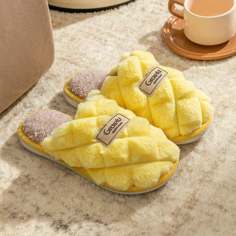 Trendy Cotton Non-Slip Indoor Slippers for Women & Couples, Perfect for Autumn and Winter