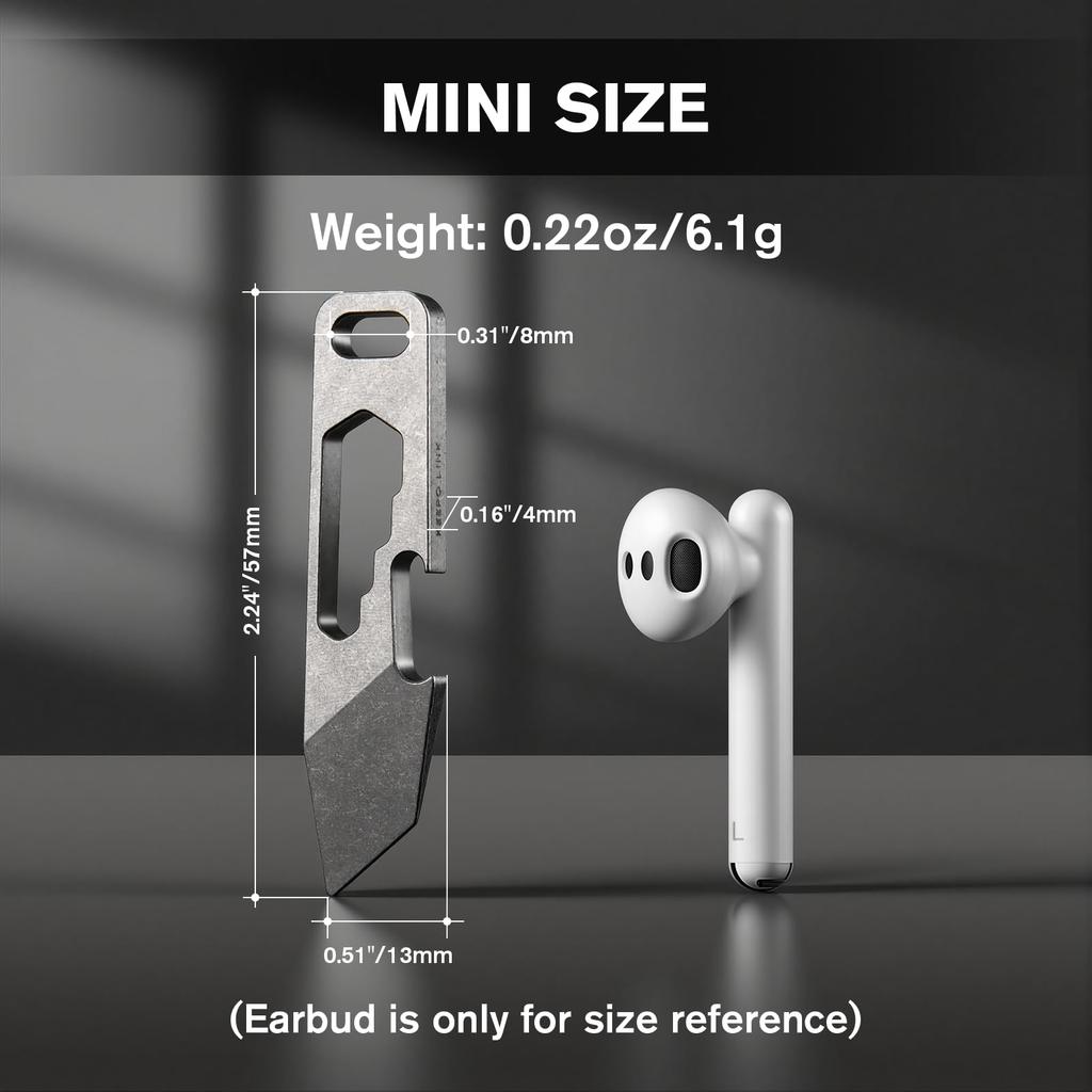 KEEPO LINK Titanium EDC Pry Mini Pocket Pry Bar Keychain Tool for OLT08 Bar, 4-in-1 Men, (Wrench Type)