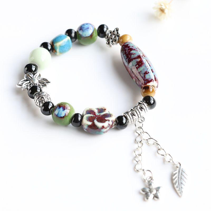 Retro Ceramic Tassel Bracelet Jingdezhen Beaded