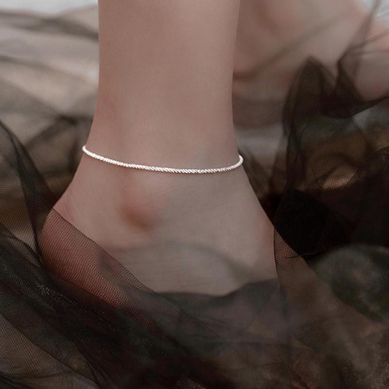 925 Sterling Silver Anklet Dazzling Chain Clear CZ Geometric Elegant For Woman Girl Fashion Jewelry Gift Dropship Wholesale