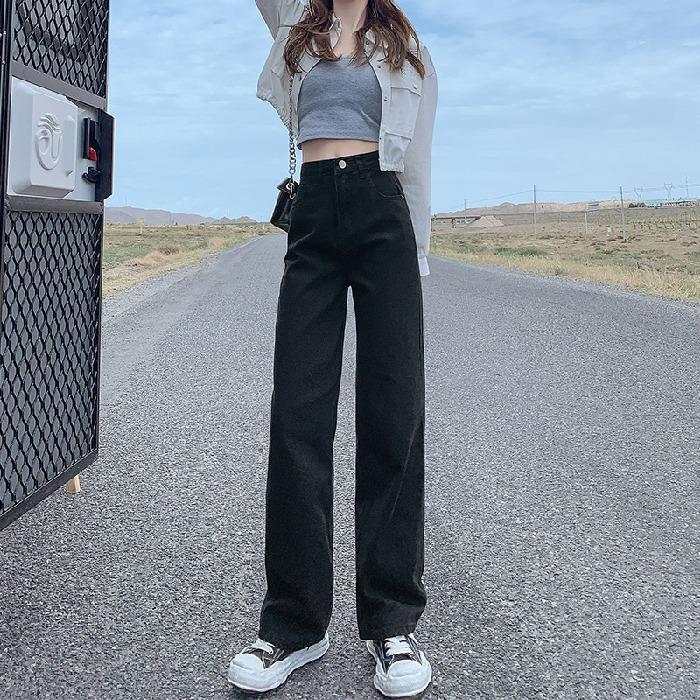 

High waist straight jeans women s early spring 2025 new small loose and thin wide legs mopping pants spring and autumn 2XL