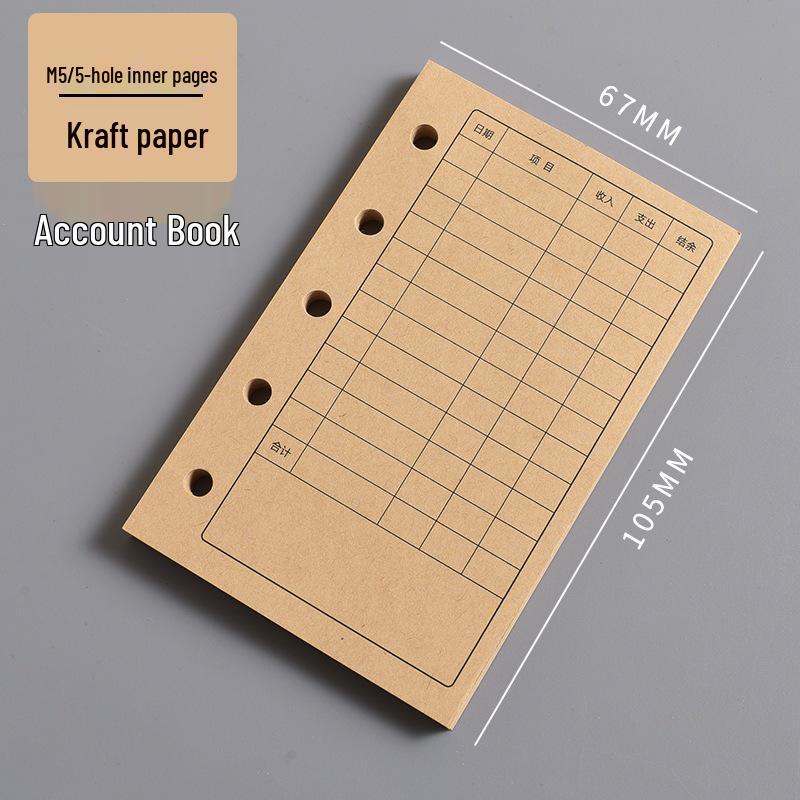 In-Stock A8 M5 Planner Refillable Loose-Leaf Inner Pages: Grid, Blank, Vertical Line, Weekly Plan, One Page Per Day, Punch-In Style.