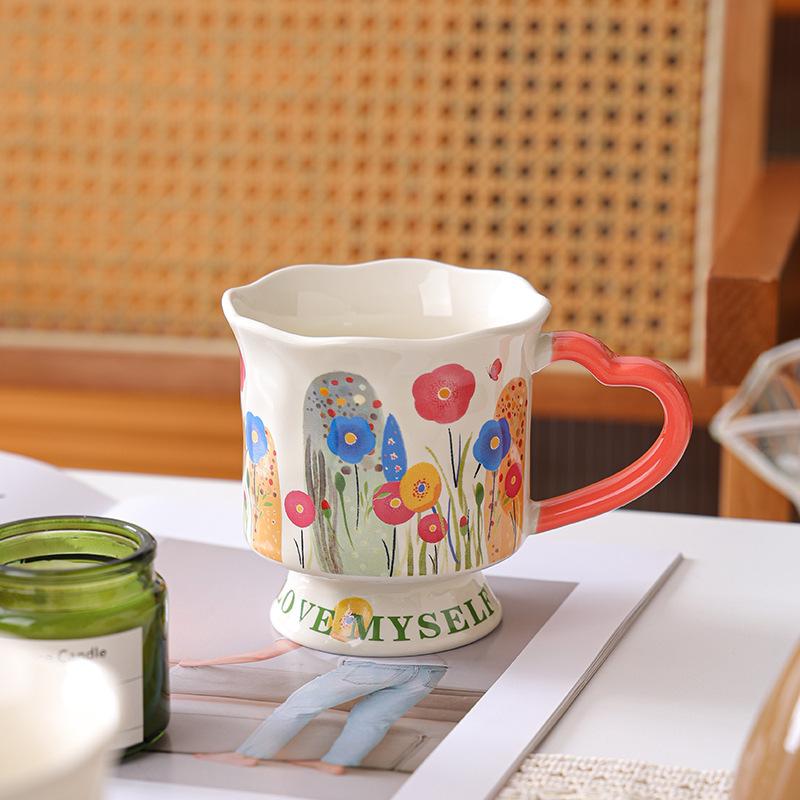 Original Design Goblet Hand-painted Mug Premium Ceramic Cup Household Water Cup Office Coffee Cup
