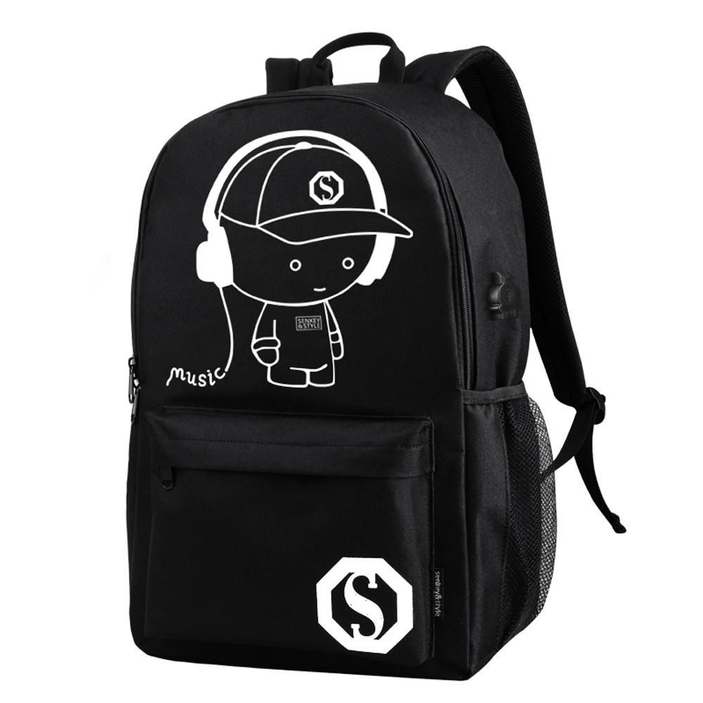 USB External Charging Laptop Noctilucent Cartoon School Bags Student Backpack