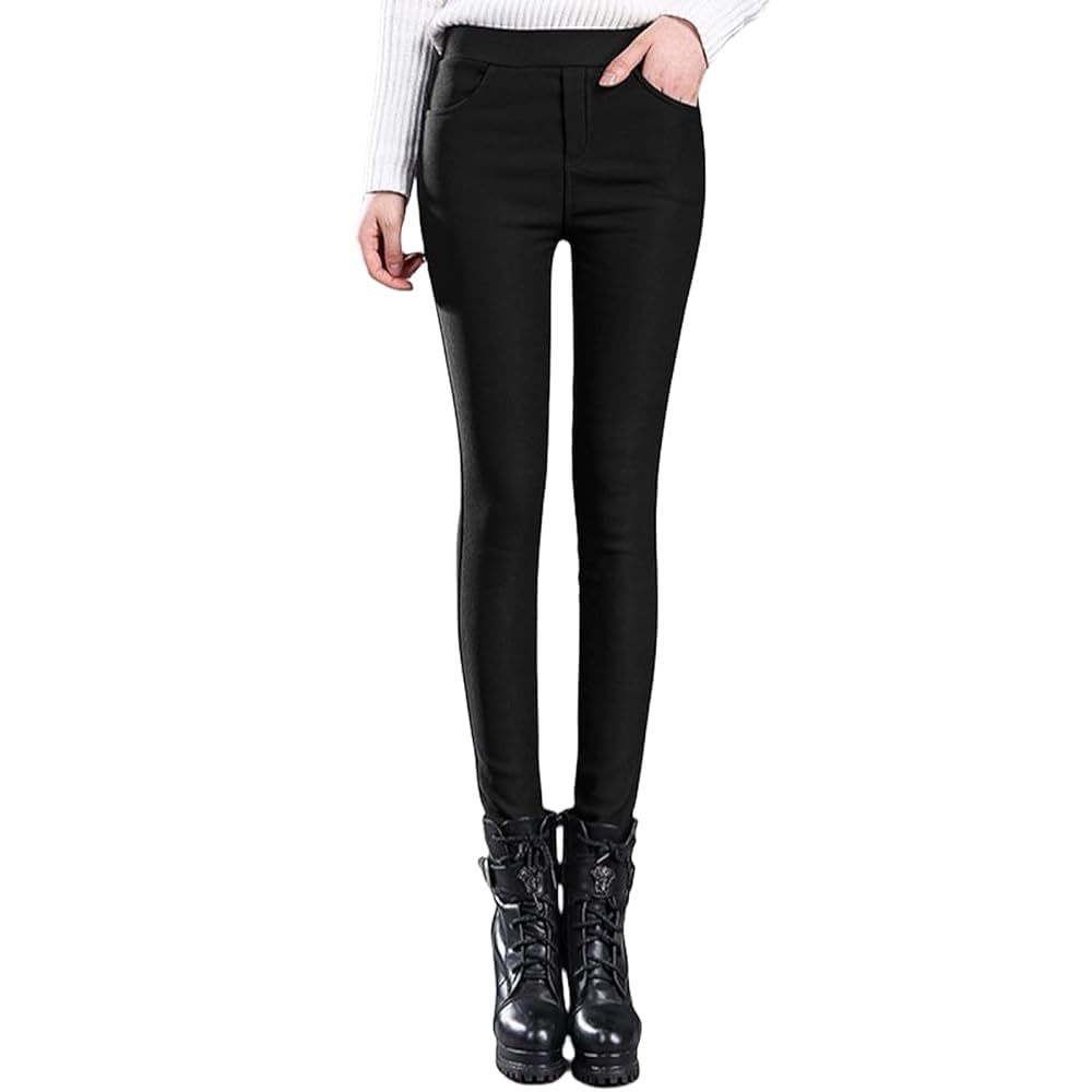 

Warm and Skinny Solid Slimming [WoauNuiHll] Women s Fleece-Lined Pants, Cold-Proof, High-Waisted Pants, Color, Trousers, Thick, Warm, Slimming, чёрный