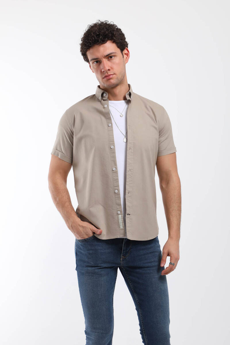 

Мужская рубашка с коротким рукавом из норки L света кофе