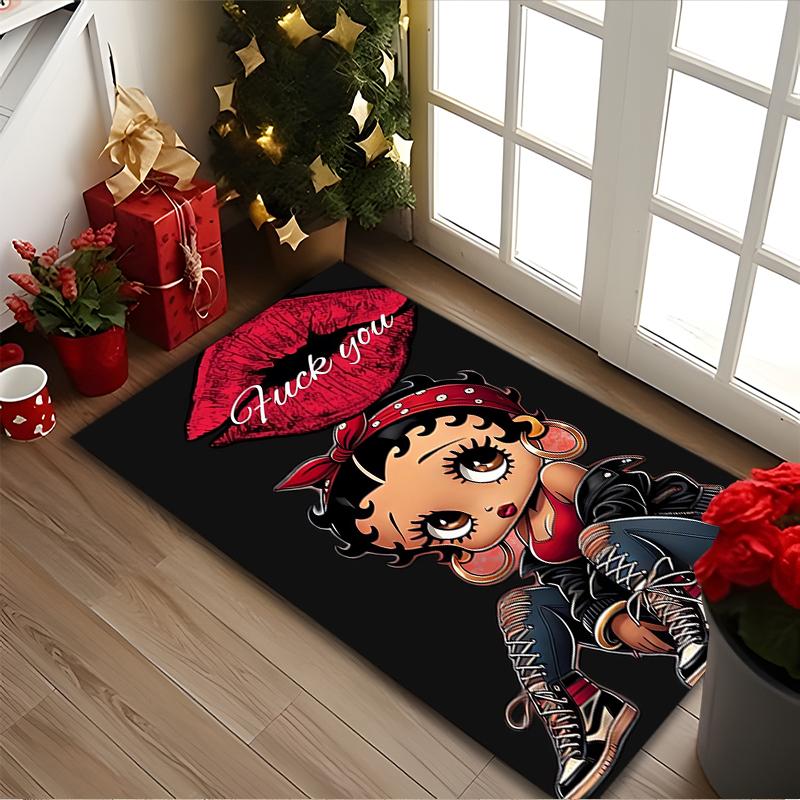 Betty Boop Rug Ideal for Reading Room, Multi-purpose Office Chair Sofa Carpet, Anti-slip Printed Home Area Rug
