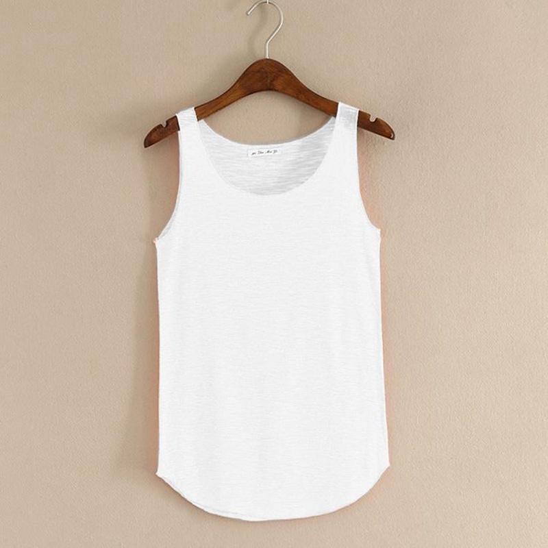 Women Summer Slub Cotton Tank Top Sleeveless T Shirt Round Neck Loose Singlets Vest Tops