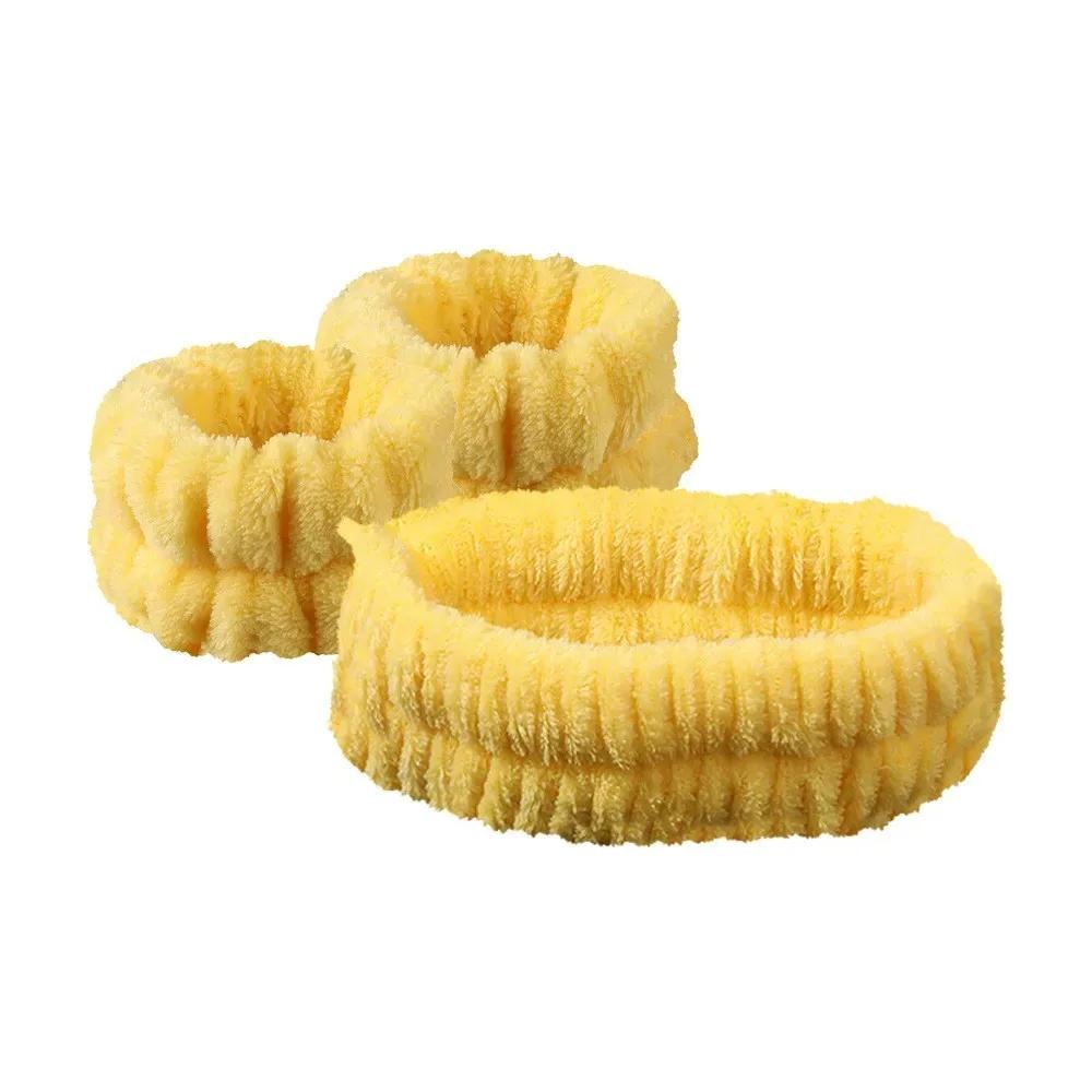 1/2/3pcs Bow Headband Wristband Set Towel Elastic Soft Washing Face Shower Make Up Yoga Sports Skincare Headband For Women Girls