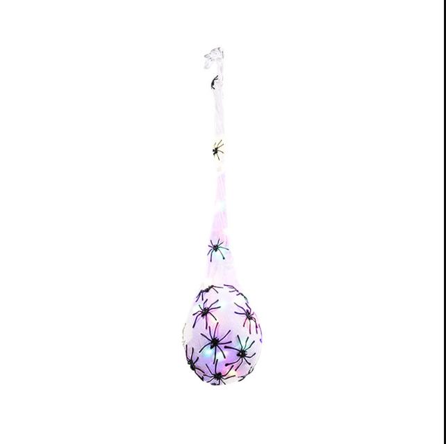 Light-up Halloween Spider Egg Web Hanging Decoration for Outdoor Porch Lawn Wall Creepy Party Decor Spooky Glowing Decoration
