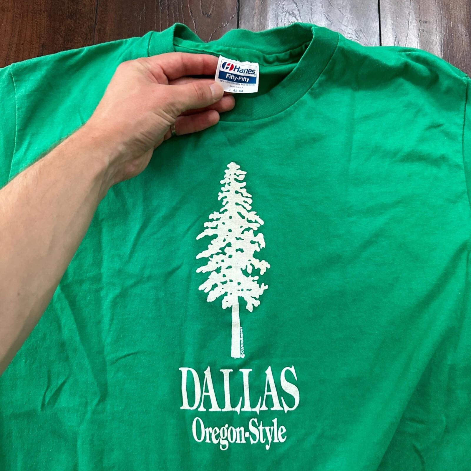 

Dallas Oregon Vintage T Shirt Green Lucky Style 80s Hanes USA PDX Portland S