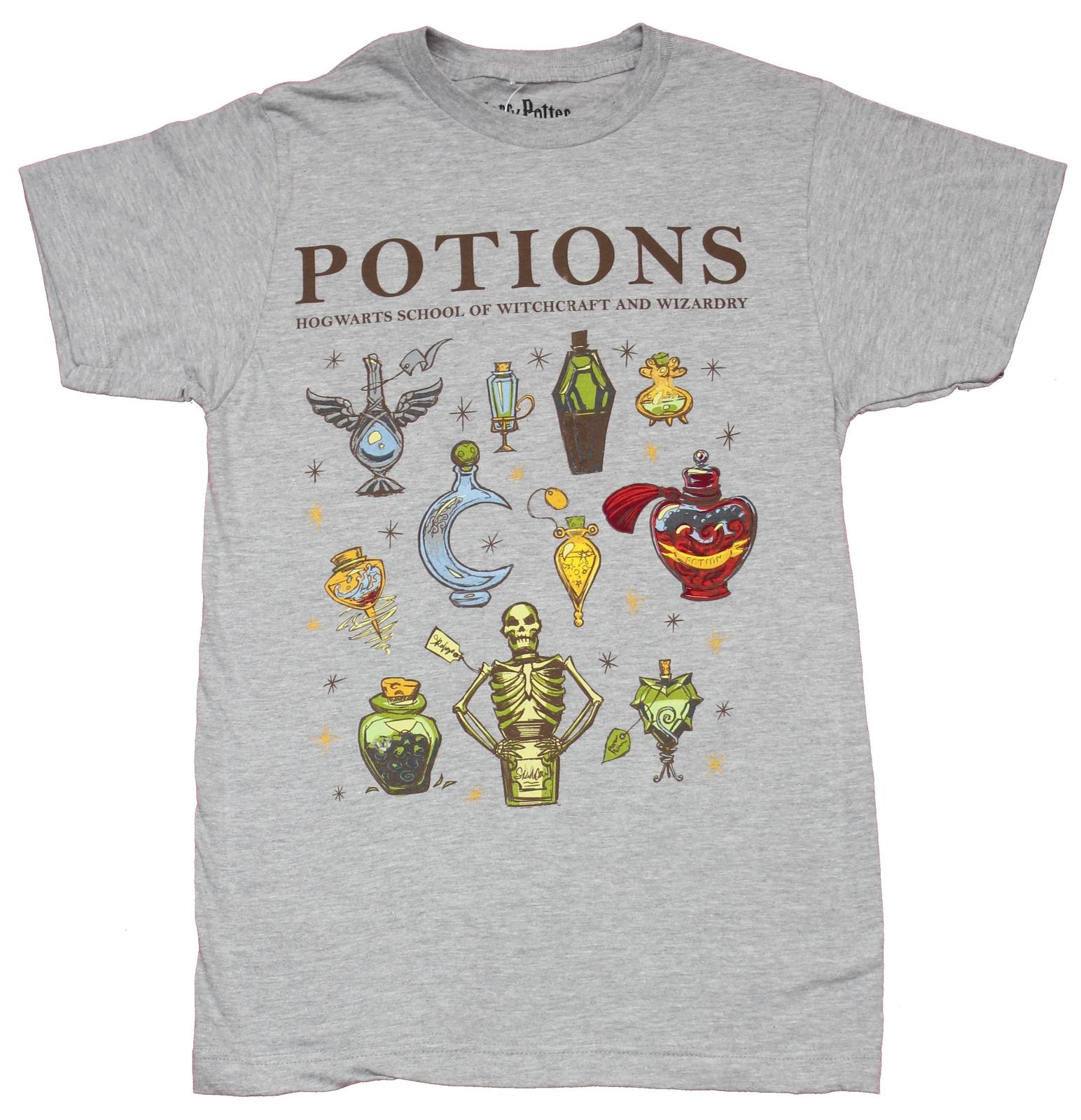 Harry Potter Adult New T-shirt Potions Collection of Different Potions Pics M