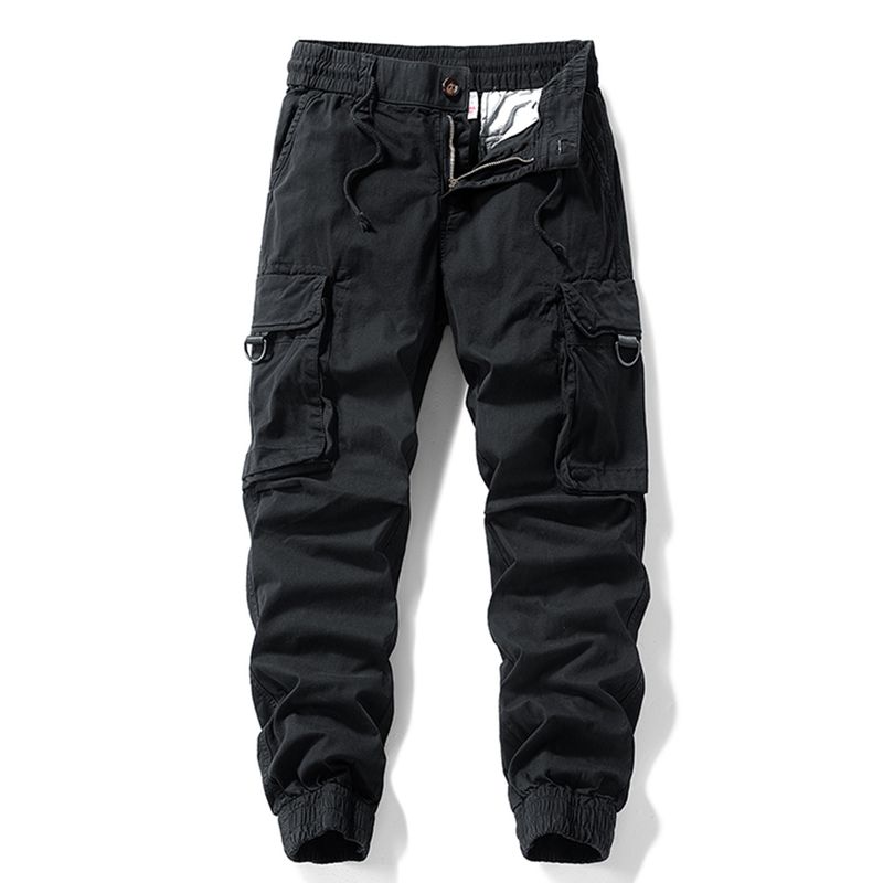 Men's Spring and Autumn Washed Pure Cotton Casual Pants, American-Style Loose Fit, Multi-Pocket, Jogger Cargo Pants, Export Surplus with Tags Removed