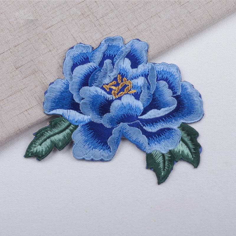 

1 шт. Красный Синий Пионы Вышитые Нашивки Аппликация Украшение Одежды Аксессуары для Одежды Швейные Нашивки красный