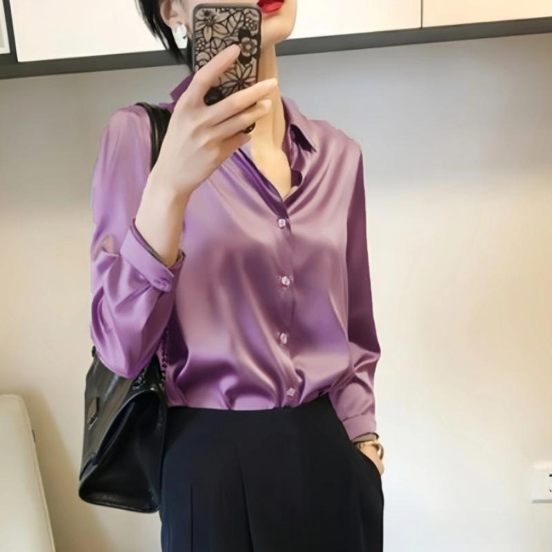 Spring and Summer Simple Temperament Loose Office Shirts for Women Fashion Long Sleeve Plus Size Casual Blouses Women Solid Slim Fit Ladies Tops 26193
