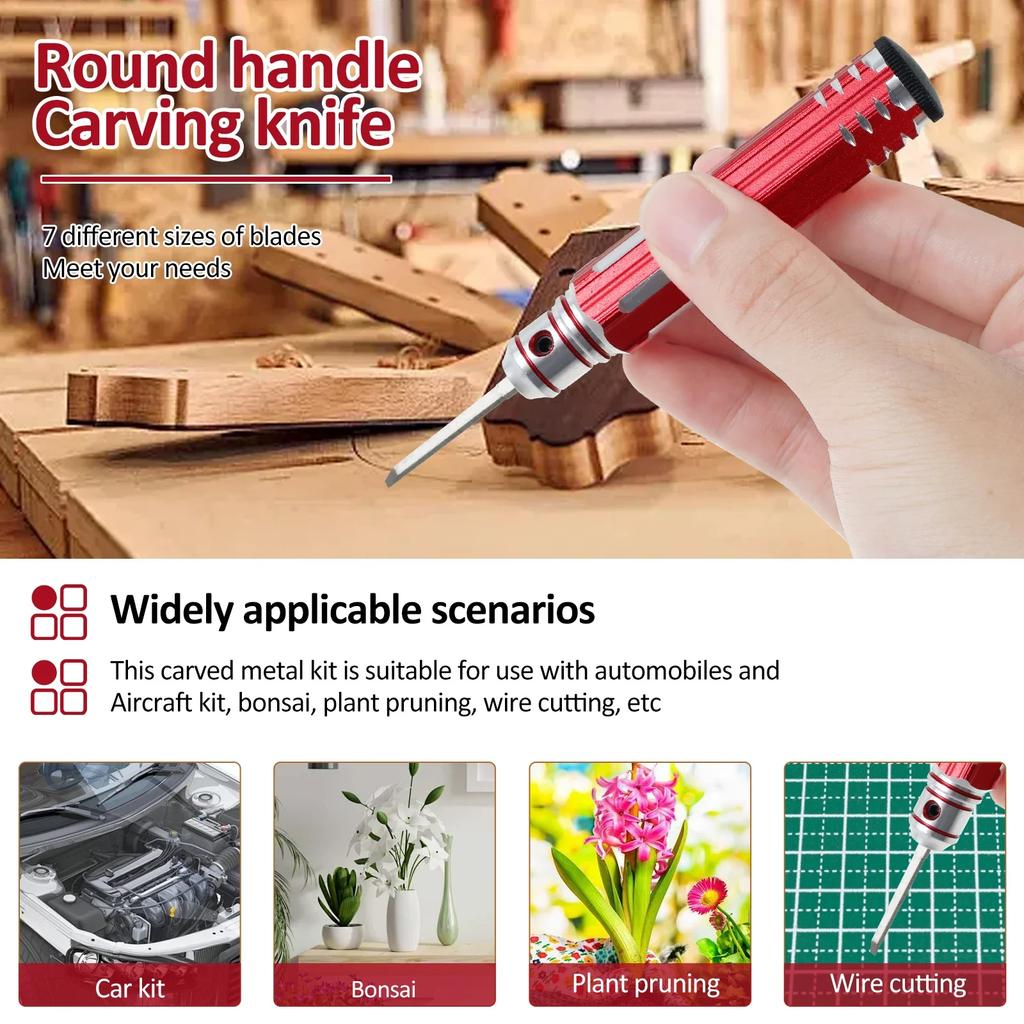 Prime Model Scriber Kit Resin Carved Scribe Line Tool with 7 Sizes Blades 0.1/0.2/0.4/0.6/0.8/1.0/2.0mm Lightweight Hobby