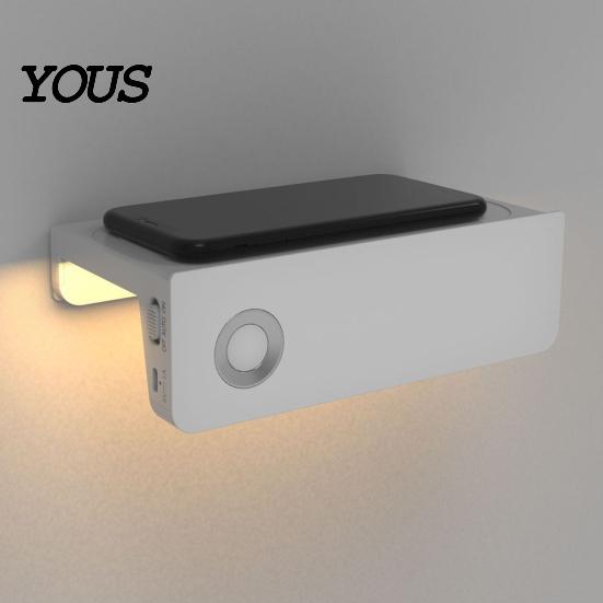 Battery Operated Wall Sconce Motion Sensor Night Light with Phone Stand, 3000K Warm Glow, 30 Degrees Downward Rechargeable Bedside Lamp Beam, No