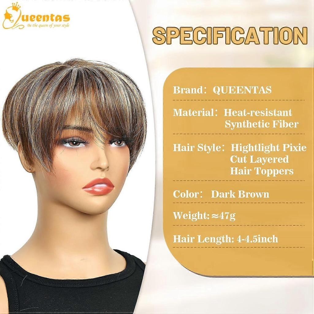 Topper per Capelli Corti da Donna con Capelli Sottili Copertura Completa Grande con 3 Clip
