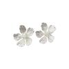 Three-Dimensional French Texture Silver Pearl Flower Stud Earrings for Women - Cool and Elegant Design