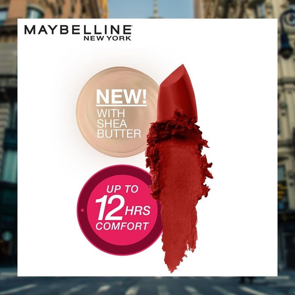 Maybelline New York Matt Lippenstift 3,9g Packung 1 Intensive Farbe Cremig Langanhaltend Feuchtigkeitsspendende Lippen 677 Noho Amber