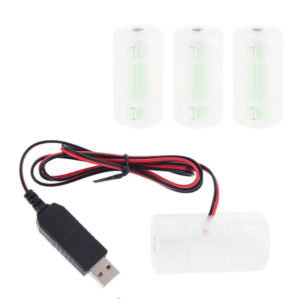 USB Battery Power Supply Adapter Can Replace 1 To 4pcs 1.5V 3V 4.5V 6V D Size LR20 Battery Eliminator Cable for Clock