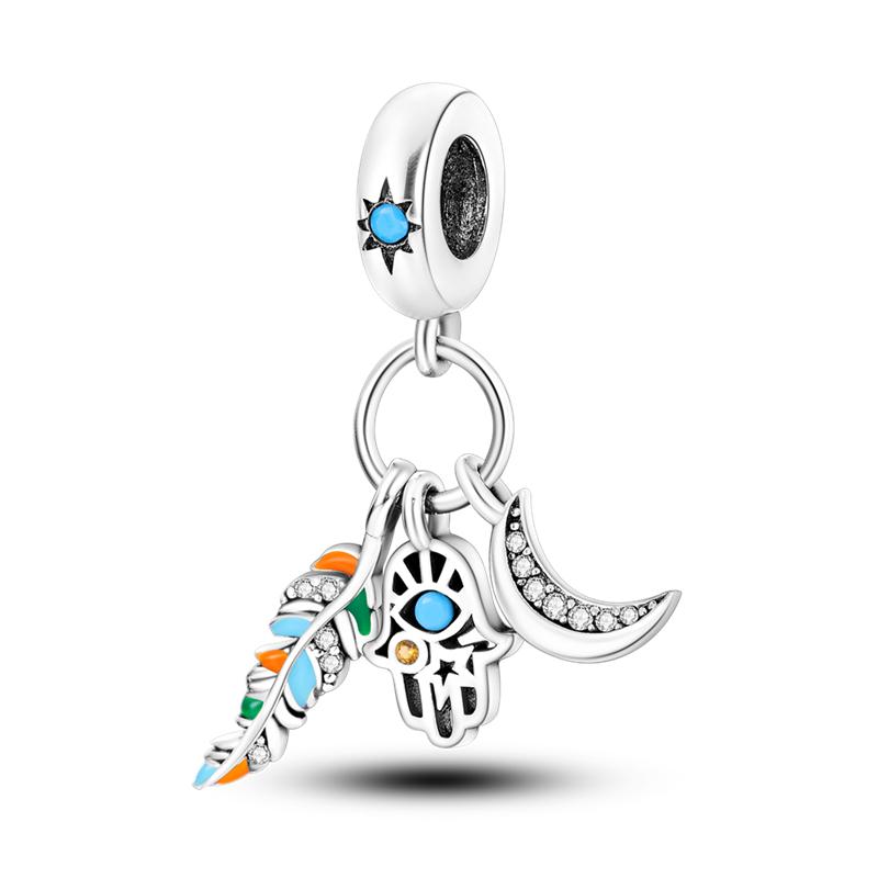 Miedziany turecki amulet złego oka dłoń Hamsa Koraliki Koraliki Wisiorek Kompatybilny z autentycznymi bransoletkami Zrób to sam Szczęśliwy Zrób to sam Biżuteria