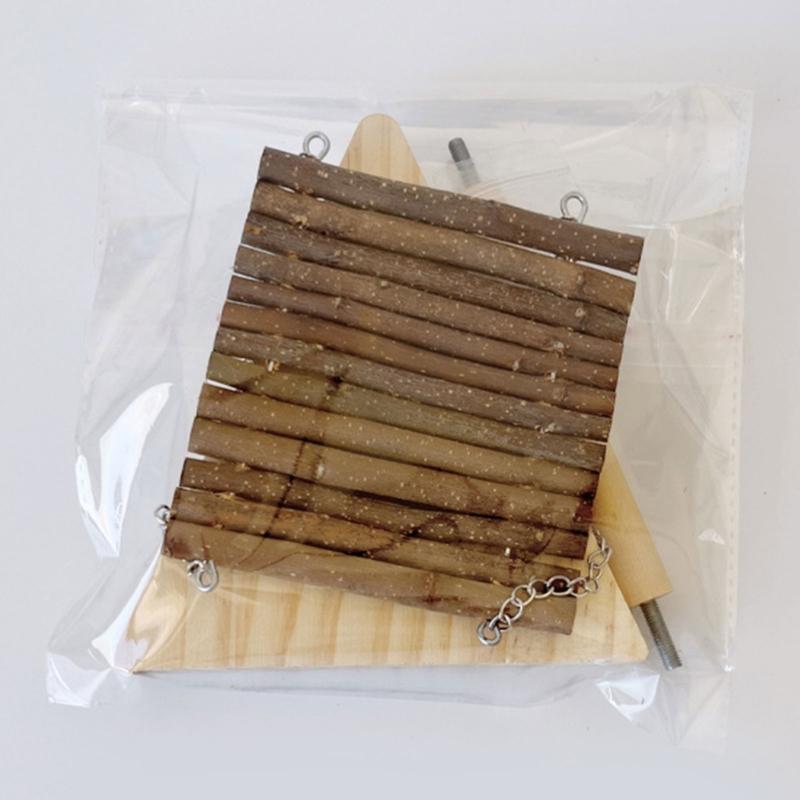 Multifunctional Wooden Cage Swing For Birds Promotes Chewing Play Relaxation