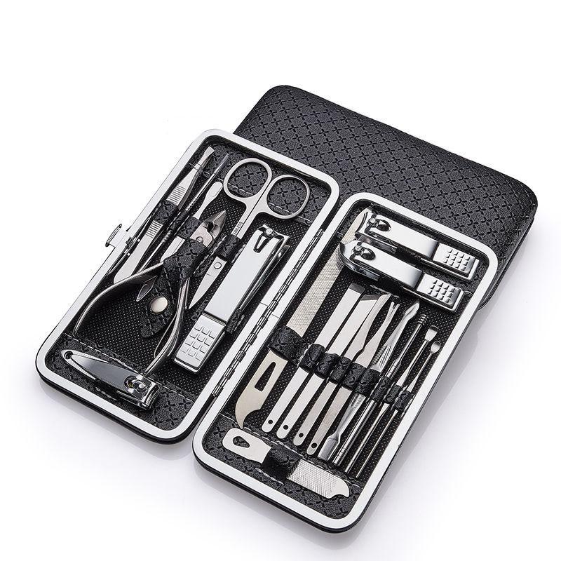 

Домашний набор кусачек для ногтей, небольшой портативный набор инструментов для ухода за телом, домашний набор инструментов для наращивания ногтей, 19 предметов чёрный