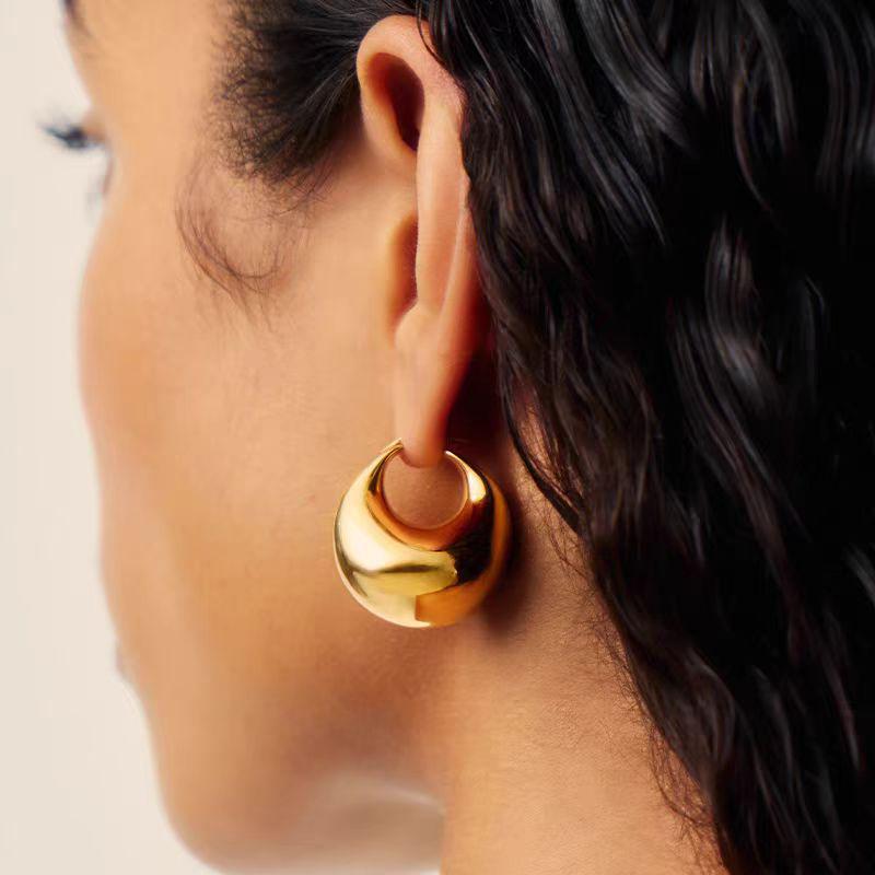 Gold Ball Hoop Earrings: Versatile, Stylish, High-End Design for Women