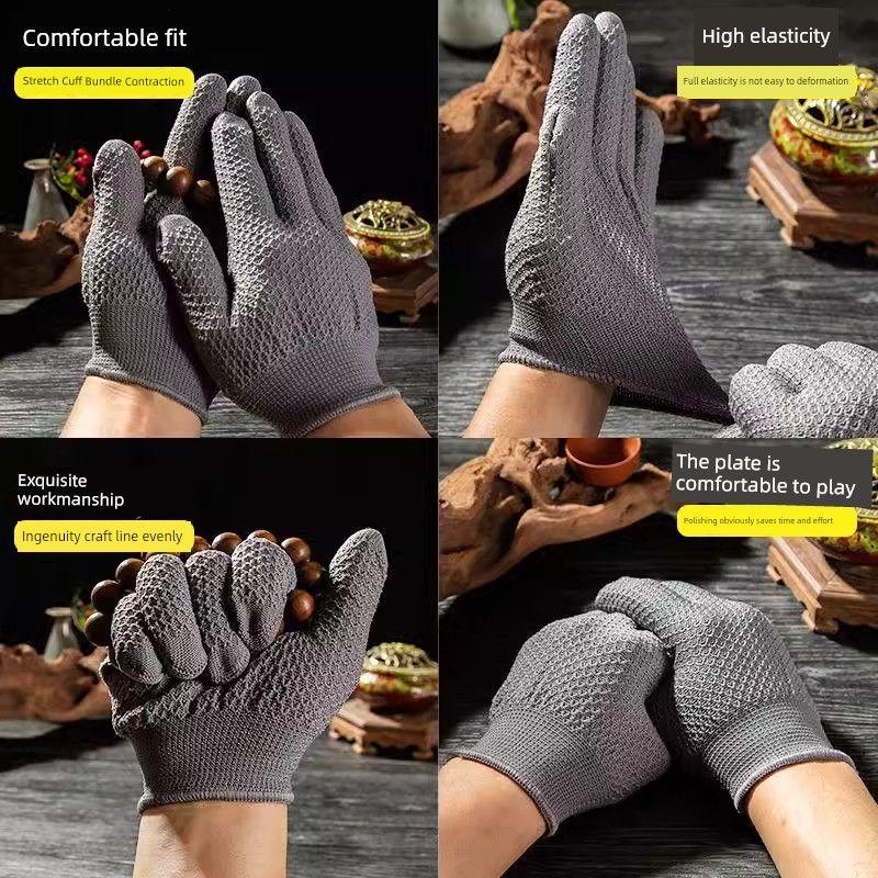 

Pineapple Grain Nano Gloves Crafts Bead Playing Polishing Base Wrapping Pulp Bead Playing Walnut Rudraksha Thickened Anti-Friction [3 pairs] Gray new upgraded pineapple gloves