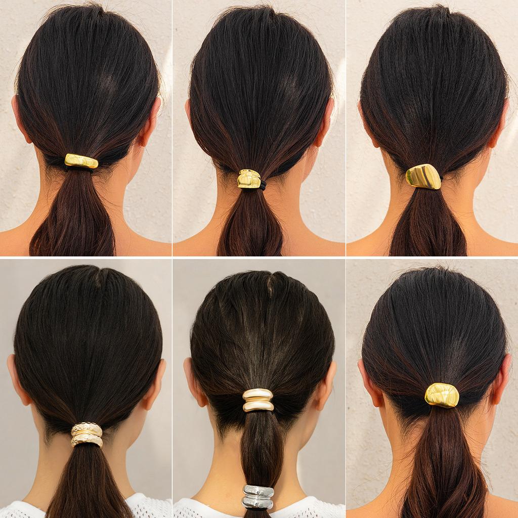 Personalized Metal Smooth Elastic Hair Band Female, Versatile Cold Wind Geometric Square Headdress Hair Accessories