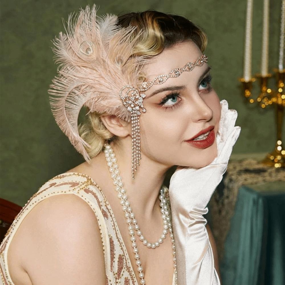 Zircon Tassel Masquerade Hair Band Exquisite Bridal Headdress Feather Headband Stage Performance