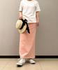 Aimoha Cotton Sweat Maxi Smoky Tight Maxi Plus Size Women's Skirt, Color, Length, Loungewear, Comfortable, Slit, (M, Pink)
