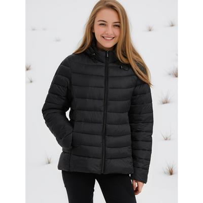 Women Autumn Winter  Padded Warm Hooded Solid Color Short Cotton Coat
