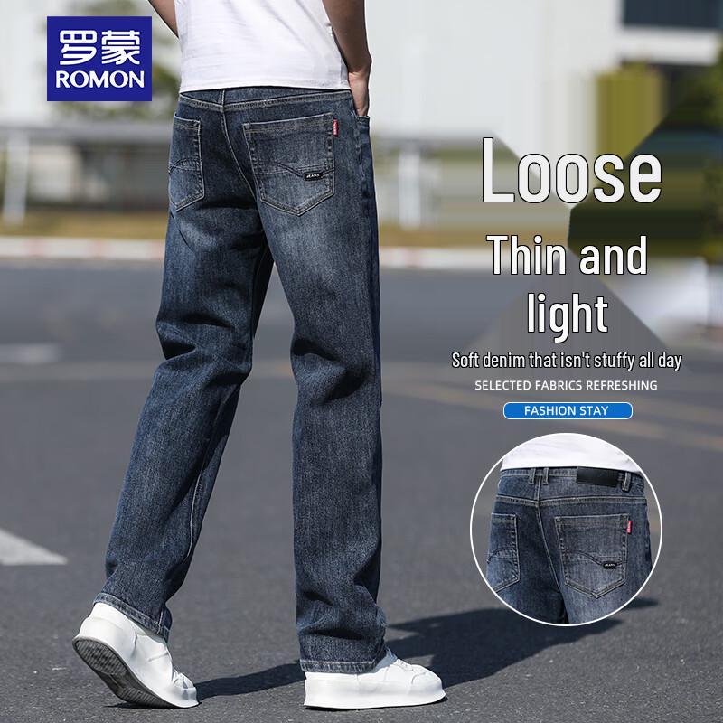 

ROMON Men s Lightweight Straight-Leg Jeans 33
