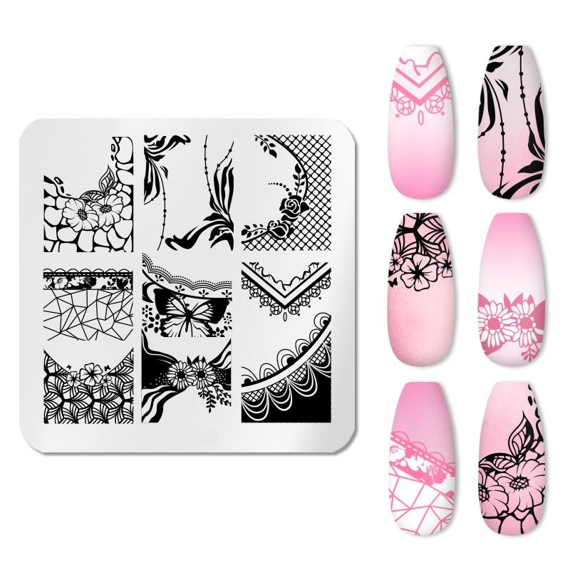 

Пластина для штамповки ногтей с цветочным рисунком, трафареты с волнистыми изображениями, инструмент для геометрической штамповки ногтей