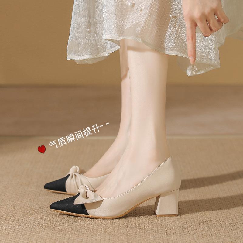 

Premium wedding shoes new French pointed head light mouth high heels temperament versatile color matching commuter single shoes women 40