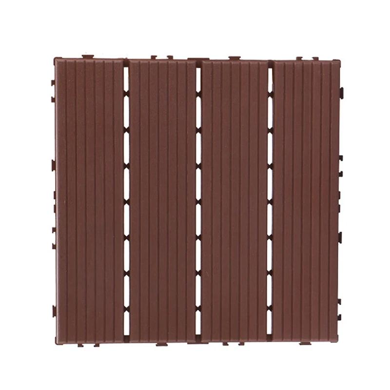 30X30Cm Hardwood Decking Tiles Interlocking Composite Wood Floor Covering for Outdoor Garden Terrace Easy Installation