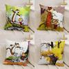 C-Calvin and H-Hobbes Cushion Cover Silky Short Plush Double-Sided Printed Pillow Case for Sofa All Seasons Home Decor Gift