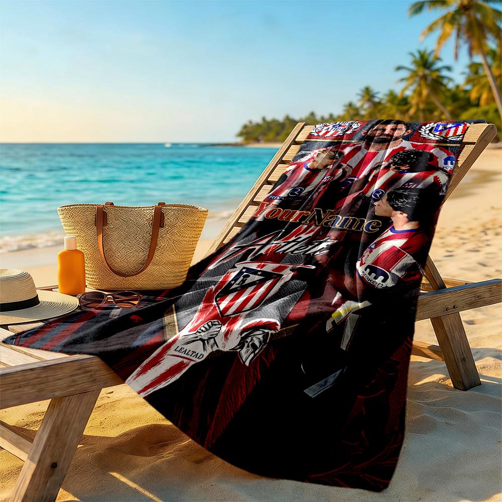 Atletico Madrid Customize Your Name Beach Towel Super Soft & Absorbent Portable for SwimmingBeachCamping Travel Beach AccessoriesGym